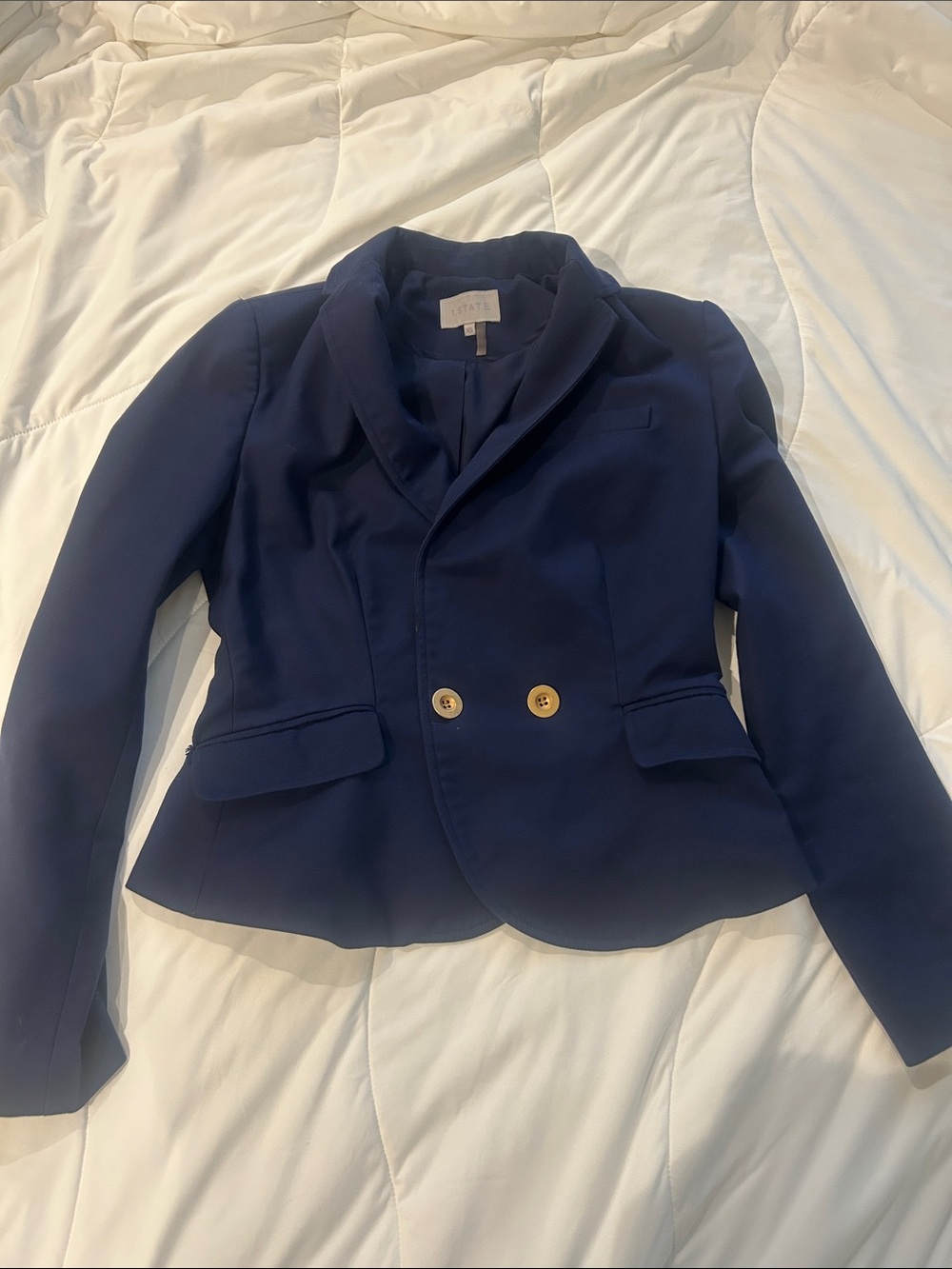 1.STATE Navy Double-Breasted Tailored Blazer
